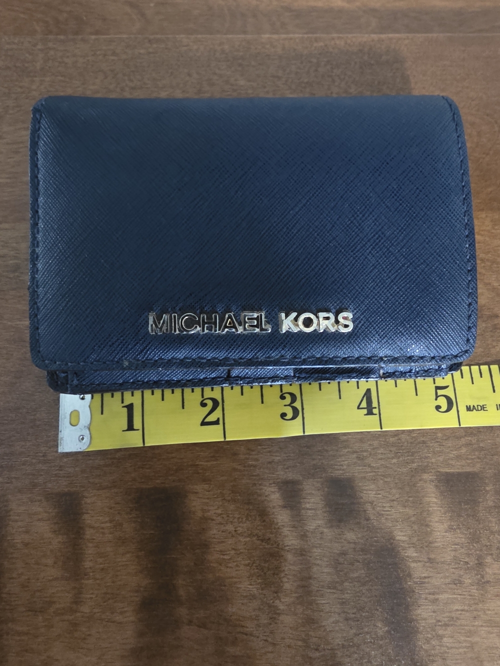 MICHAEL KORS Navy Saffiano Leather Card Case